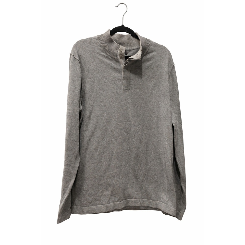 Grayson & Dunn Men's XL Gray Long Sleeve Henley Sweater Cotton Knit Pullover